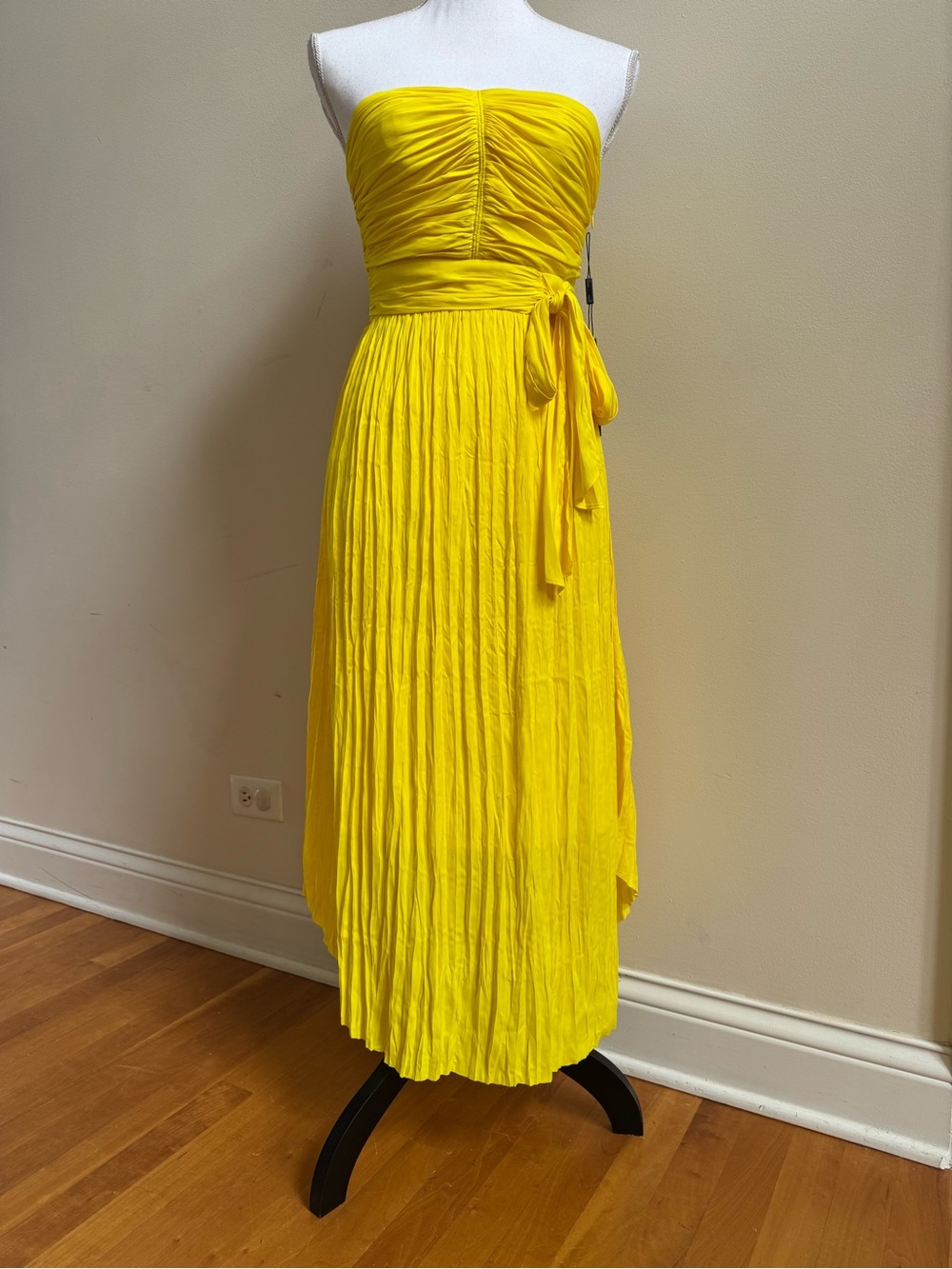 White House Black Market Yellow Strapless Maxi Dress, NWT, Size 2